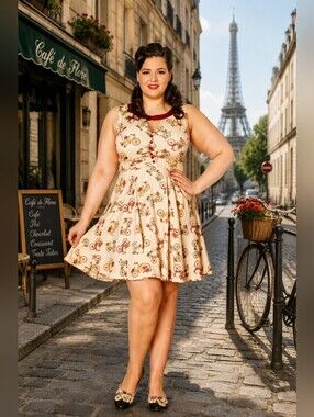 BANNED RETRO Swing Midi Dress Vintage 50's Bicycle Print NWT Size 16